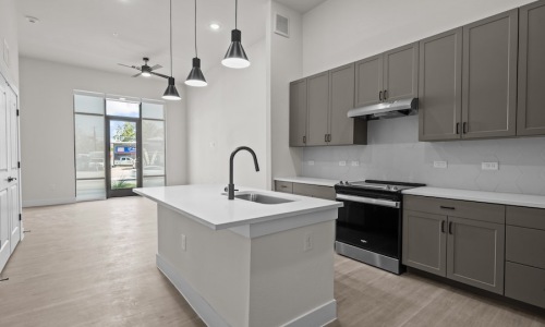 A kitchen with designer finishes