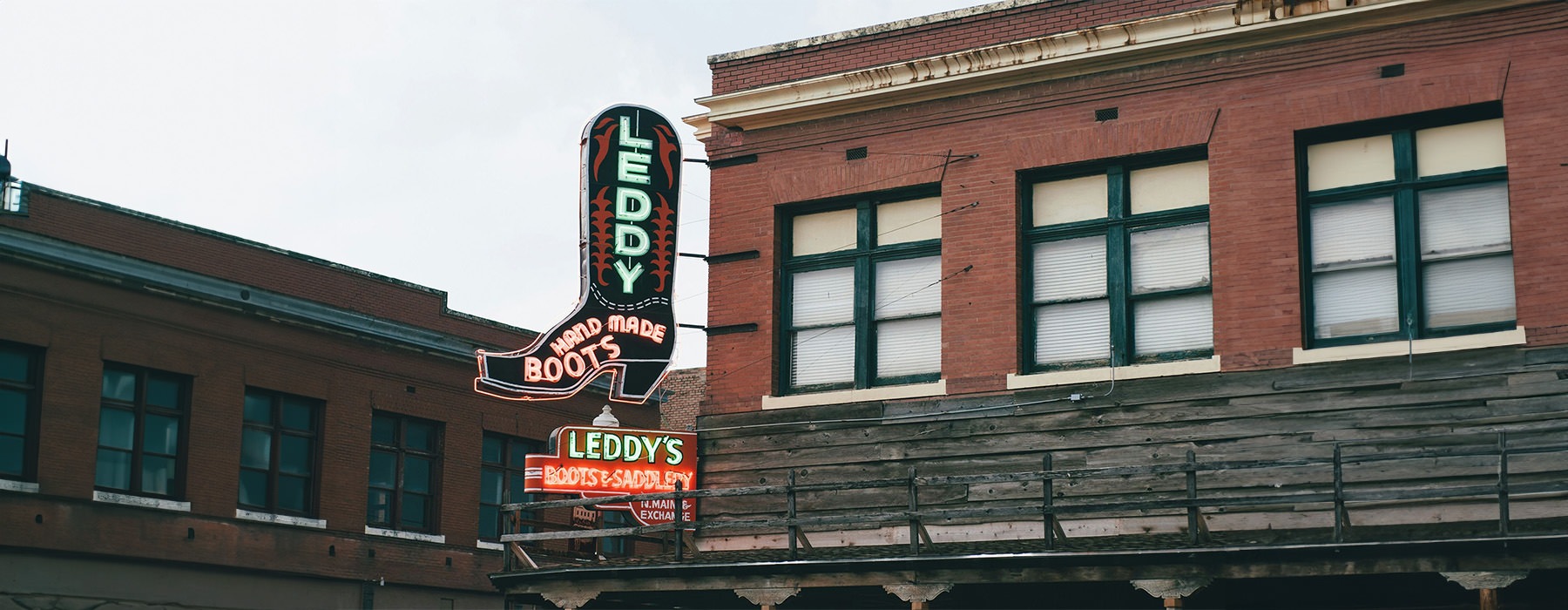 a neon sign on a building